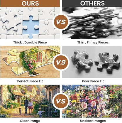 Warm Family Puzzle for Adults, Spring Flowers Puzzle for Adults Children Elderly,500 Piece Sunset Strolls Jigsaw Puzzle as Home Decor, Friends Family Activity Game Nights Gifts, 20.5×15 in
