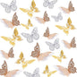 SAOROPEB 3D Butterfly Wall Decor, 72 Pcs 3 Styles 3 Sizes, Removable Metallic Wall Decor Sticker Room Mural Decals for Kids Bedroom Nursery Classroom Party Decoration Wedding Decor DIY Gift (3 Color)