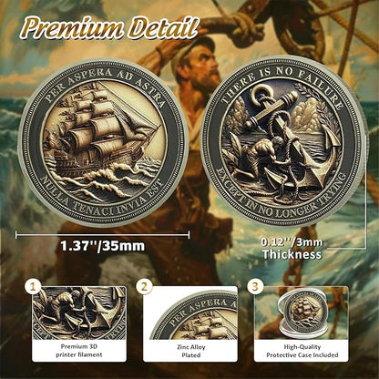 Sailing Anchor Inspiration Coin - Symbol of Faith and Strength Encouragement Challenge Coins - Incentive Awards Medallion Pocket Token - Collectible Office Commemorative Gifts