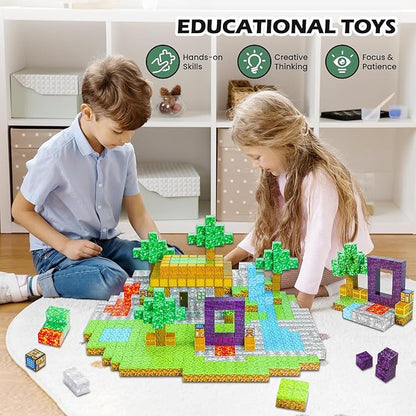 Kid Odyssey Magnetic Blocks - Mine Magnet Portal World Set, Building Toys for Boys & Girls, Montessori Toys Gifts for 3+ Kids