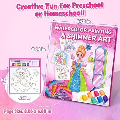 JoyCat Paint with Water Coloring Books, Art & Craft Activity, Princess No Mess Art for Kids Ages 4-8, Craft Kits & Supplies, DIY Creative Activity, Presents for Girls & Boys