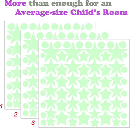 Glow in The Dark Stars for Ceiling or Wall Stickers - Glowing Wall Decals Stickers Room Decor Kit - Galaxy Glow Star Set and Solar System Decal for Kids Bedroom Decoration