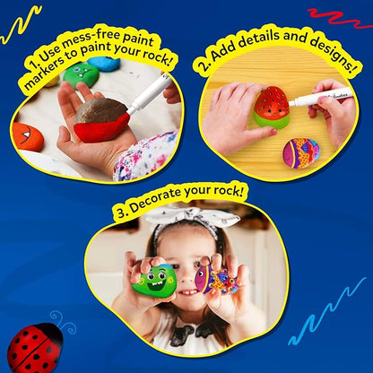 Skillmatics Rock Painting Kit - Mess-Free Art & Craft Activity for Girls & Boys, Craft Kits & Supplies, DIY Creative Activity, Christmas Gifts for Kids Ages 4, 5, 6, 7, 8, 9, 10, 11,12