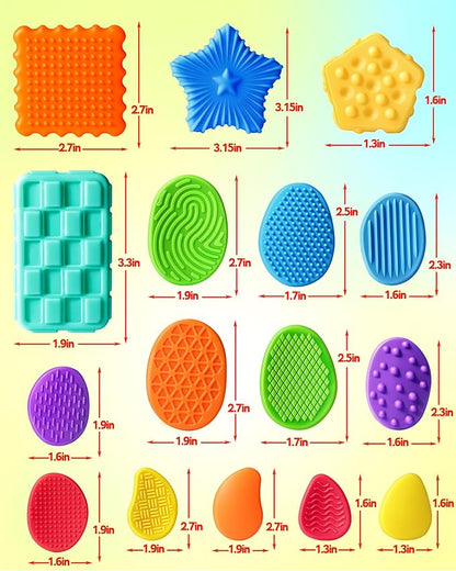 Sensory Fidget Toys for Kids Adults: 16 Pack Textured Silicone Worry Stones for Anxiety Relief, Sensory Stress Toy for Autism Kids Calming, Quiet Small Fidgets for Classroom Prizes