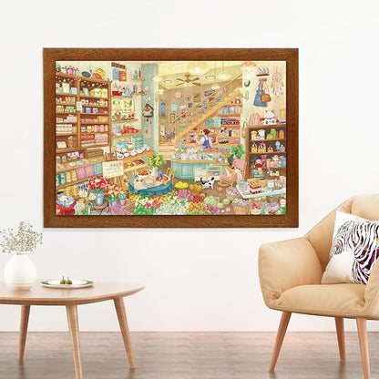 MOMIBOOK Puzzles for Adults 1000 Pieces Jigsaw Puzzles of Carefree Store, Painting Image Grocery Shop Puzzle Difficult Challenging Hard Impossible Puzzle Unique Funny Party Christmas Birthday Gifts