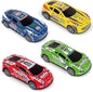7 Inch Friction Powered Car Toys Set 4 Pack Push and Go Pull Back Race Trucks Toy Cars for Toddlers 3 4 5 6 Year Old Boys Girls Kids Birthday Gifts