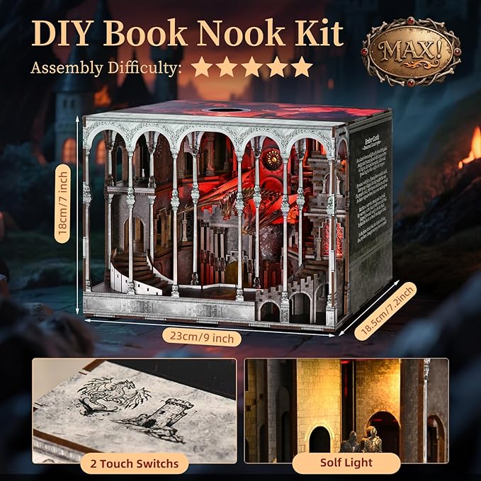 Book Nook Kit, DIY Miniature House Kit Dollhouse Kit for Adults Mini Tiny House Kit with Building Model Kit Crafts Creative Gift for Boys Girls (Ember Castle)