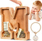 SummiDate Wooden Letter Piggy Bank| Piggy Bank for Boys Girls Toddler| Alphabet M Money Bank| Coin Bank Birthday Gift for Kids|Birthday Gift for Kids (M)
