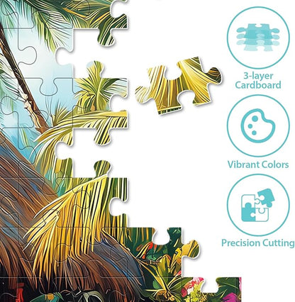500 Piece Puzzles for Adults, Colorful Beach Shop Parrot Jigsaw Puzzles 500 Pieces for Adults Kids Seniors, Challenge Art Jigsaw Puzzle for Gifts Birthday Party Games Family, 20.5 * 15 inch Dust Free