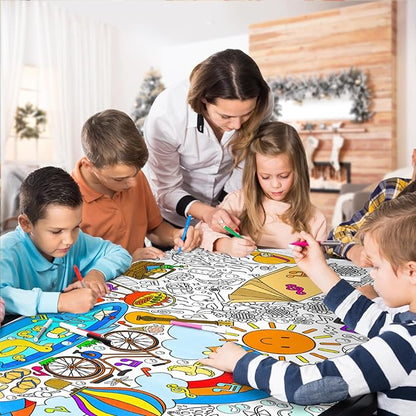 Giant Coloring Poster for Classroom - 31.5x72" Versatile Summer Activity Poster/Table Cover for School Parties, Birthday & Special Events Decoration