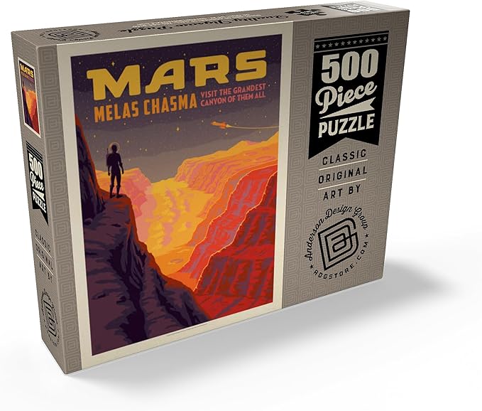 MyPuzzle Mars: Melas Chasma, Vintage Poster - Premium 500 Piece Jigsaw Puzzle for Adults