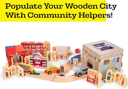 48 Pcs Wooden Community Helpers People Figures - Little Town People Wood City Set for Kids & Toddlers at Home and School - Pre K Classroom & Preschool Play Pretend Toy Folk