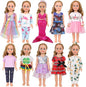 MSYO 10 Sets Doll Clothes for 17 - 18 Inch Dolls, 16 Pcs Fashion Outfits Variety Pack, Floral Dresses, Casual Wear & Pajamas, Girl Doll Dress - Up Set for Play & Gifting