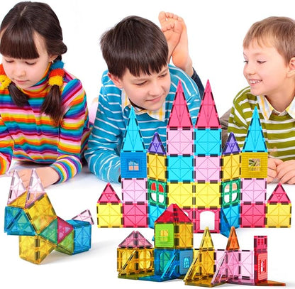 Jasonwell Magnetic Tiles Kids Magnetic Blocks 60PCS Building Sets 3D Magnet Tile Building Blocks Toy Construction Educational STEM Toys Gifts for Toddlers Boys Girls 3 4 5 6 7 8 9 10 + Year Old