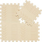 qqpp EVA 18 Tiles Baby Play Mat for Playing, Interlocking Foam Floor Mats for Tummy Time & Crawling, Puzzle Flooring Tiles with Laser Pattern for Kids. Beige. QL-91(J) b18N