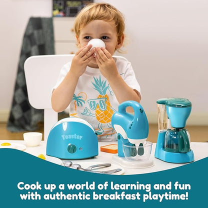 Joyin Play Kitchen Toys, Pretend and Play Food Kitchen Accessories Girls Toy with Coffee Maker, Mixer, Toaster with Realistic Lights& Sounds, Birthday Gift for Kids, Gifts for Christmas