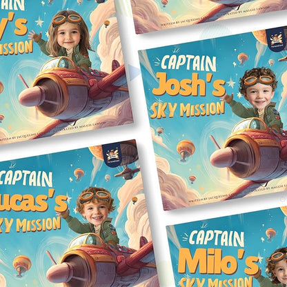 ELFINK Personalized Children Story Books - Captain's Sky Mission - Customized Name & Photo - Baby Gifts - Children Bedtime Story (Soft Cover)