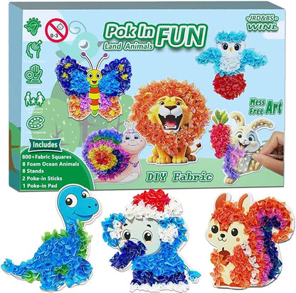 JRD&BS WINL Poke A Dot Art Kit - Magical Animals Theme (Lion, Butterfly, Rabbit) | No-Mess DIY Craft for Kids Ages 4-9 | Wooden Sewing Activity for Girls & Boys | Creative Gift for Birthday & Holidays