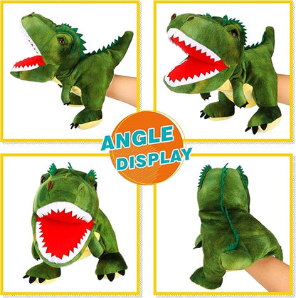 Easfan Plush Dinosaur Hand Puppet with Movable Mouth T-Rex Stuffed Animal Puppet for Imaginative Pretend Play Storytelling Gifts for Kids Boys Girls on Birthday Christmas, 11''