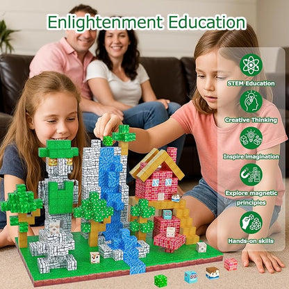 Magnetic Block Building Blocks 160PCS Magnet Cubes Toys, Build 3D Forest World Set, STEM Montessori Sensory Toys for Kids Boys and Girls Ages 3-5 4-8