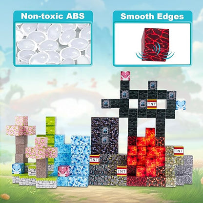 Magnetic Blocks,112PCS Build Magnet Magic World,Creative Toy for 3+ Years Old Girls Boys, Montessori Sensory STEM Preschool Outdoor Toddler Toys