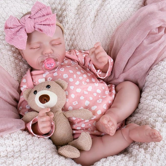 Aori Realistic Reborn Baby Doll - 20" Lifelike Newborn Girl with Weighted Cloth Body, Packed with Bottle, Pacifier & Outfit Set for Kids & Collectors