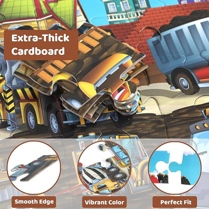 Jumbo Floor Puzzle for Kids, Large Jigsaw Puzzles 35 Piece for Kids Ages 3-5,Preschool Learning & Education Toys, Gifts for 4-8 Year Old Boys and Girls (Construction Site)