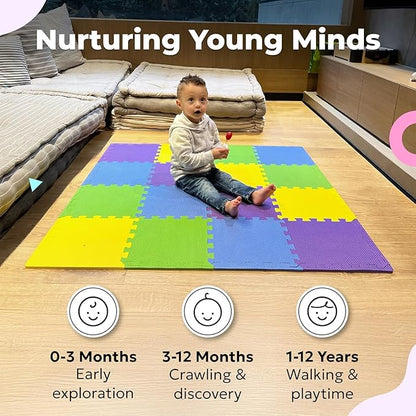 MioTetto Baby Play Mat, Soft Foam Floor Tiles for Kids. Adjustable Interlocking Foam Tiles, Fits with 50x50 Playpen Baby mat for Crawling & Development, Safe & Non-Toxic Playmat for Babies 6-12 Months