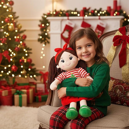 June Garden 14" Snuggle Cuties Nora - Soft Cuddly Plush Doll Gift for Girls - Huggable Rag Doll - Christmas M
