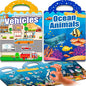 2 Sets Reusable Sticker Books for Toddlers 1-3, Removable Jelly Sticker Books for Kids 2-4 Years, Toddler Travel Toys Activity Road Trip Essentials for Kids- Vehicle + Ocean