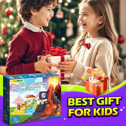 100PCS Magnetic Blocks - 1" Magnetic Building Blocks Toddler Outdoor Toys for Kids Ages 4-8 8-12 Magnet Tiles STEM Sensory Montessori Kids Toys for 3+ Year Old Boys Girls Christmas Birthday Gifts