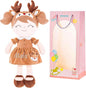 Gloveleya Personalized Doll with Embroidered Name - Brown Deer Custom Plush Doll for Girls Cute Plush Doll Customized Gift - Muñecas de Trapo Personalizadas para Niñas