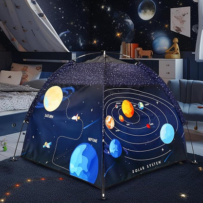 Kids Play Tent Lucky Castle Playhouse for Boys and Girls Easy Fun Dome Tent Camping Playground Pop Up Tent for Kids Indoor and Outdoor Imaginative Play Perfect Kid's Gift (Solar System)