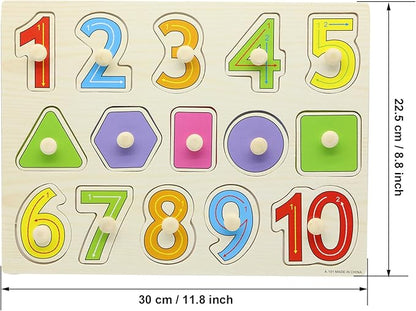 Wooden Jigsaw Peg Puzzle Board Toy Number Educational and Learning Puzzles Toy