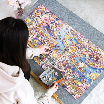 MOMIBOOK Puzzles for Adults 1000 Pieces Jigsaw Puzzles of Civet Cat River View, Painting Image Chinese Cat Puzzle Challenging Hard Impossible Puzzle Unique Funny Party Christmas Birthday Gifts