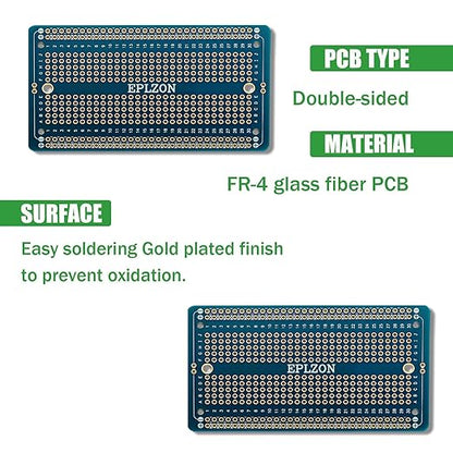 10 Pcs Solderable Breadboard PCB Board Gold-Plated Solder Breadboard for DIY Electronics Projects Apply to Soldering Projects 3.5"x2.05" (Blue)