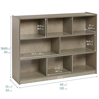 ECR4Kids 8-Compartment Mobile Storage Cabinet, 36in, Classroom Furniture, Natural