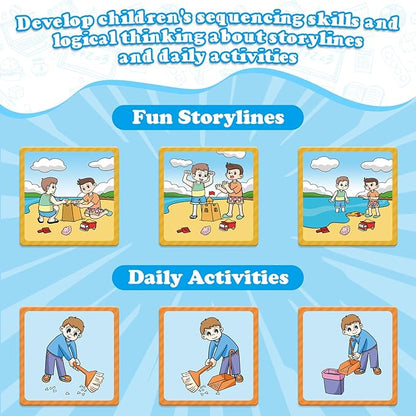Sequencing Cards,Sequence Board Game for Kids,Speech Therapy Materials Toys for Autism,Story Storytelling,Social Skills,Sentence Building,Preschool Learning Activities,Classroom & Homeschool