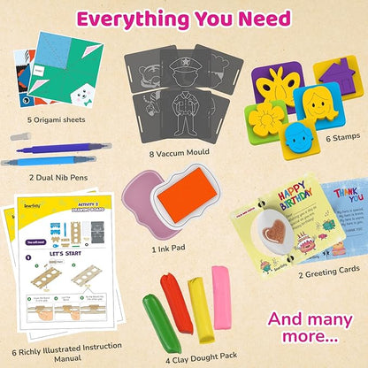 Smartivity 20 in 1 Art and Craft Kit I for 5,6,7,8,9 Year Old Girls & Boys I Clay, Stamp, Tracing, 3D House, Origami & Many More I Toys for Kids Age 5,6,7,8,9