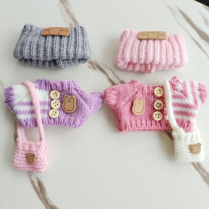 15cm & 17cm Doll Clothes Outfits Set - Premium Dress Up Bundle with Exquisite Accessories | Soft Fabric Fashion Doll Costume for 15-17cm Dolls (2set Pink+Purple)
