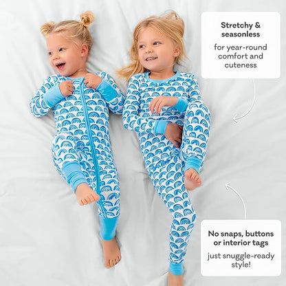 Little Sleepies Two-Piece Pajama Set for Boys & Girls, Soft Viscose from Bamboo Toddler Pajamas for Kids, Family Matching PJs