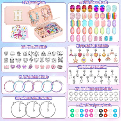 Billbotk Cute Bracelet Making Kit with Bracelet Box Charm Beads Pendants for Jewelry Making Craft Kit for Gifts