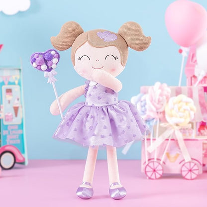 Gloveleya Baby Doll Valentines Day Gifts I Love You Gifts Soft Toy Plush Dolls Purple Flocking Heart Girl 16 Inches