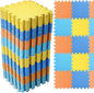 Nuanchu 60 Pcs Kids Foam Puzzle Floor Mat Bulk Solid Color Foam Play Mat with Borders Interlocking Multi Use Floor Rug for Baby Toddler Children 12 Inch (Dark Blue, Light Blue, Orange, Yellow)