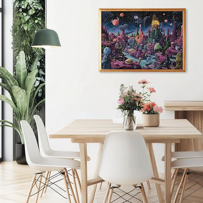 Glow-in-The-Dark Jigsaw Puzzles for Adults 1000 Pieces, Monster Planet Puzzles, Difficult Challenging Unique Puzzle for Adults,6 Colors on Back, Puzzle Size 26.6x19.2