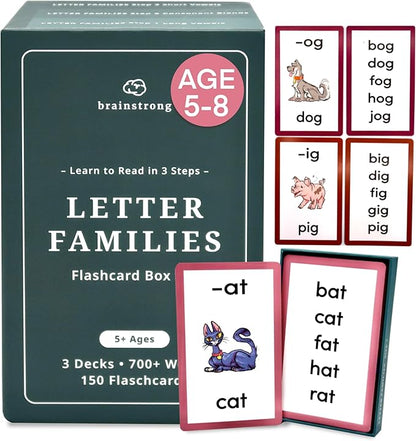 750 Phonics Words | Learn to Read Kindergarten 1st Grade | Reading Mastery for Ages 5-8 | Short/Long Vowels & Consonant Blends | Brainstrong Premium 3 Box Set | 150 Flashcards
