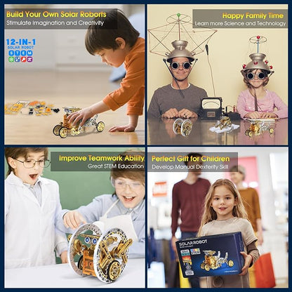 STEM Toys for Kids Age 8-13, 12-in-1 Solar Robot Building Science Kits for Boys Girls Teen Age 9 10 11 12, Engineering Christmas Birthday Gifts for 8+ Year Old Boys