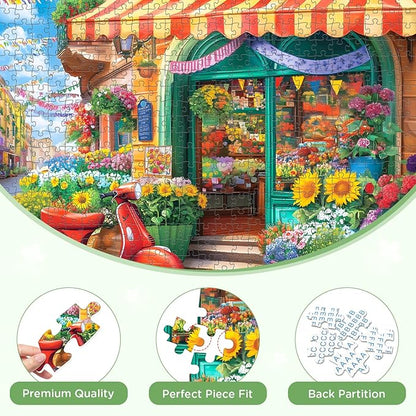 500 Piece Puzzles for Adult, Flower Shop Jigsaw Puzzles 500 Pieces for Adults Kids Senior, Motorcycle Adult Puzzle, Challenging Family Fun Puzzle Activity Game Gift for Friend 20.5 X 15 in