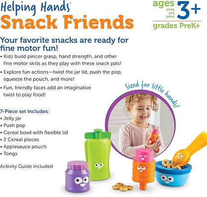 Learning Resources Helping Hands Snack Friends - 7 Pieces, Age 3+ Toddler Toys, Fine Motor Fun, Preschool, Fine Motor Skills, Toddler Activities