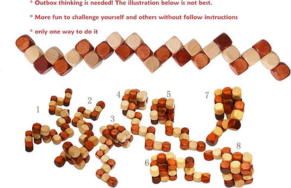 Wooden Twist Cube IQ Puzzle - Wooden Brain Teaser - Brain Teaser Puzzle for Children Teenager Adults - Mens Gift Sets for Him-Gifts for Men Who Have Everything - Stocking Fillers Stuffers